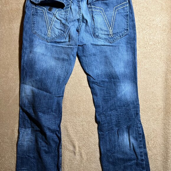 Ecko Unltd Jeans Men 32 Blue Denim White Wash Baggy‎ Hip Hop Skater Y2K Jeans - Picture 7 of 10